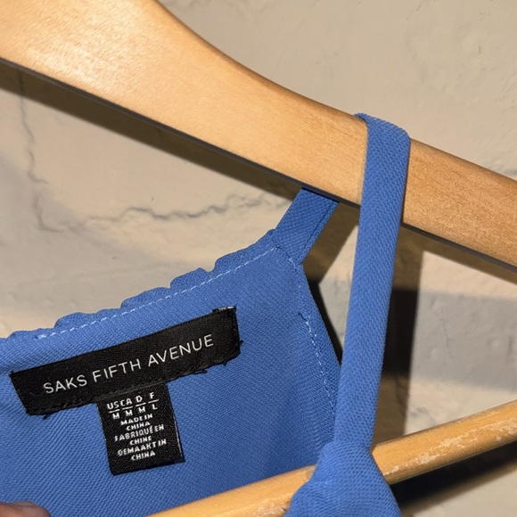 Saks Fifth Avenue blouse NEW steel Blue Layered Sleeveless Top keyhole back - Picture 7 of 8